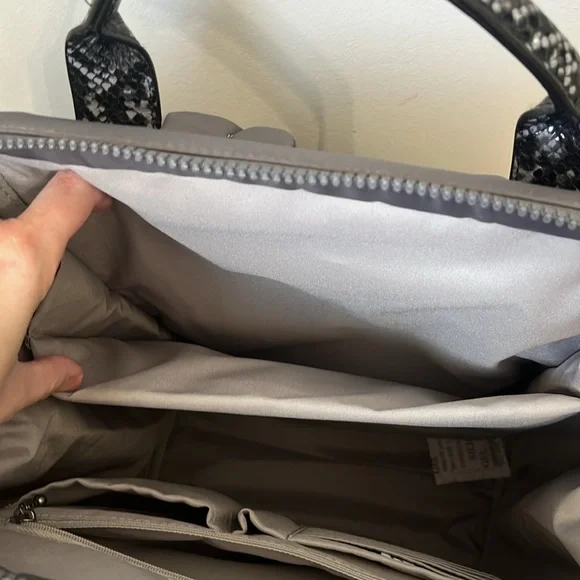 Baggallini Soho Backpack, Smoke and Faux Python Trim - Picture 9 of 10